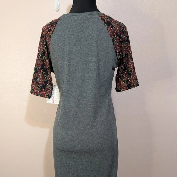 Lularoe Raglan Sleeve Gray Burgundy Print Julia Dress Size S - Picture 5 of 11
